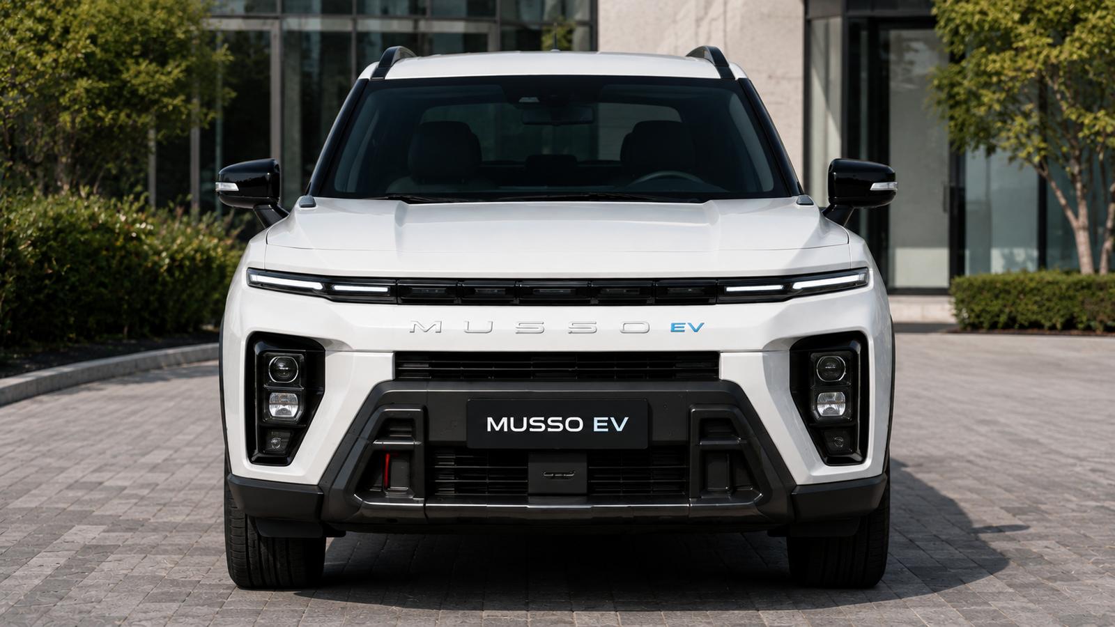 Futuristischer weißer KGM Musso EV