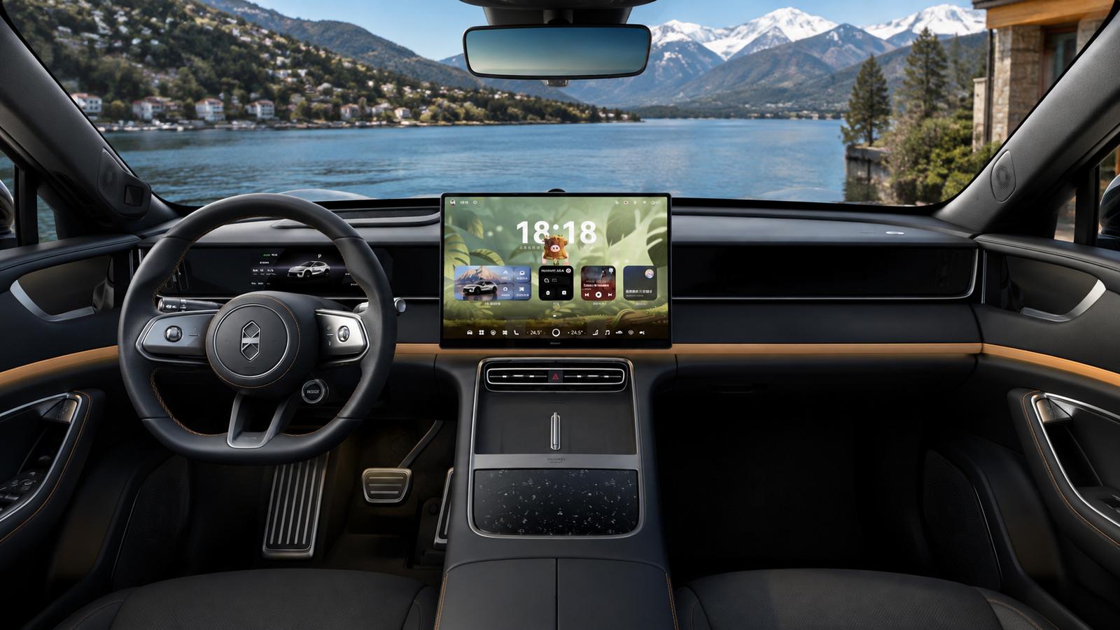 Premium-Cockpit mit Blick auf See und Berge