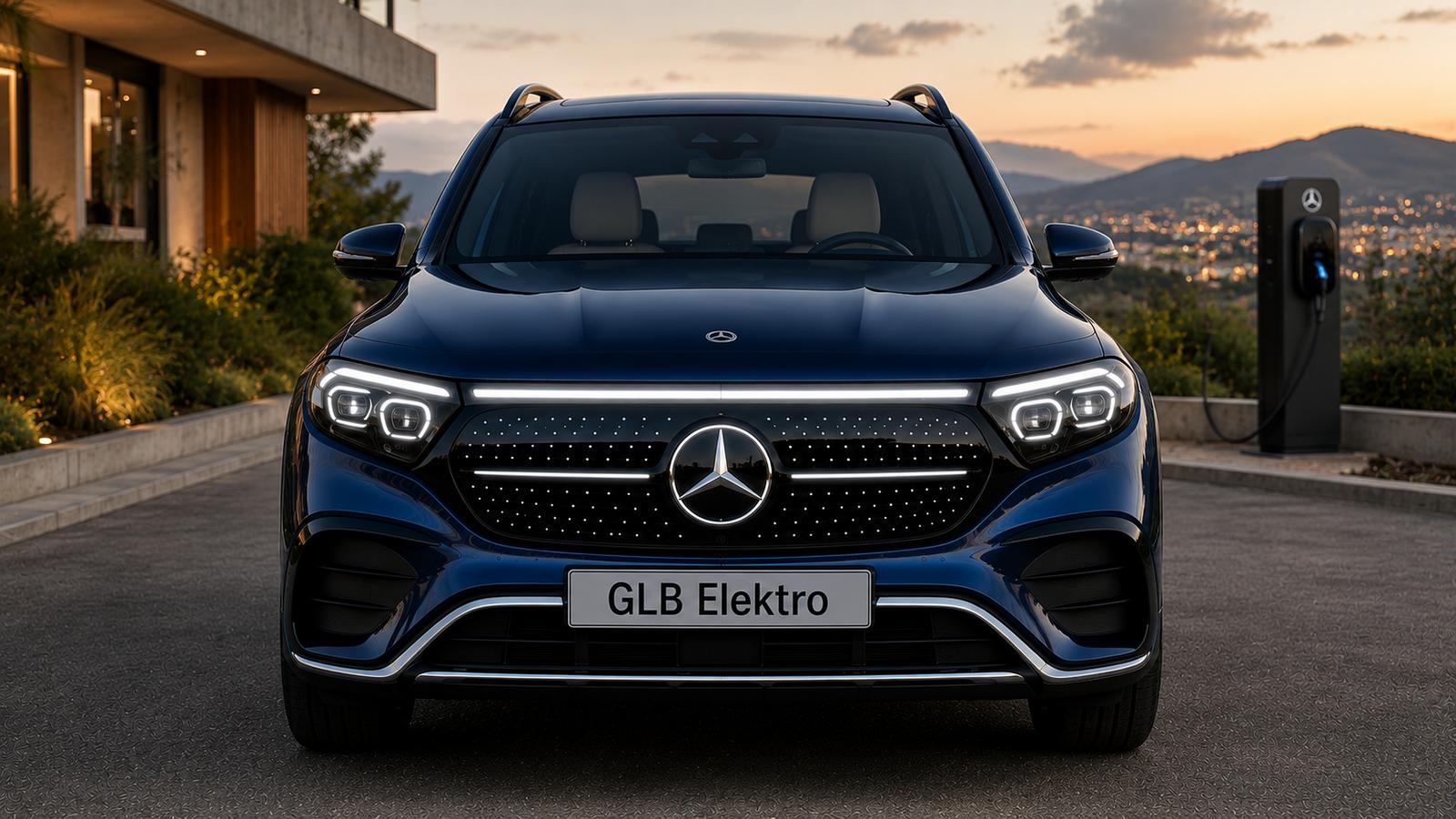 Mercedes GLB Electric bei Sonnenuntergang