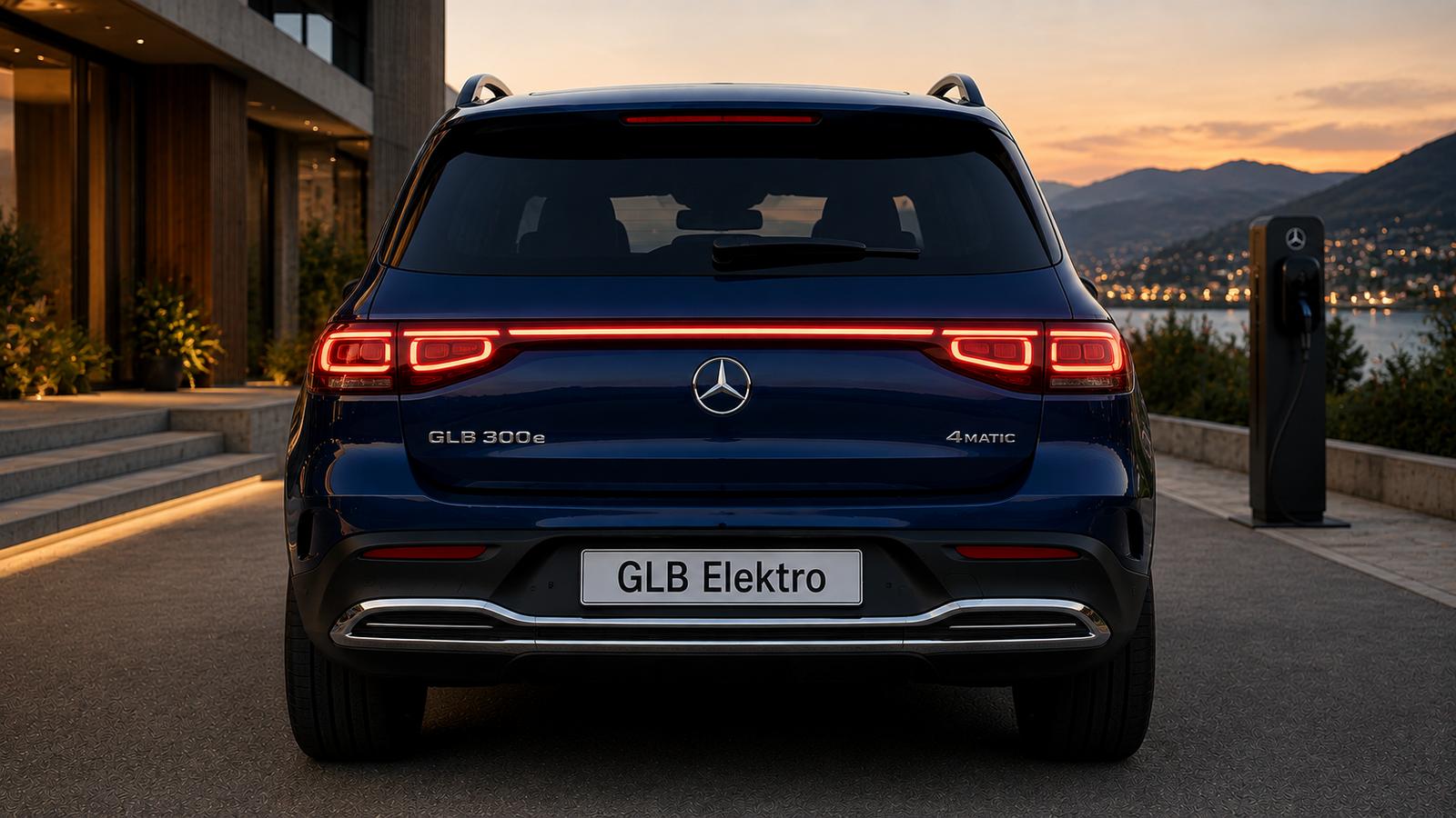 Mercedes GLB Electric bei Sonnenuntergang