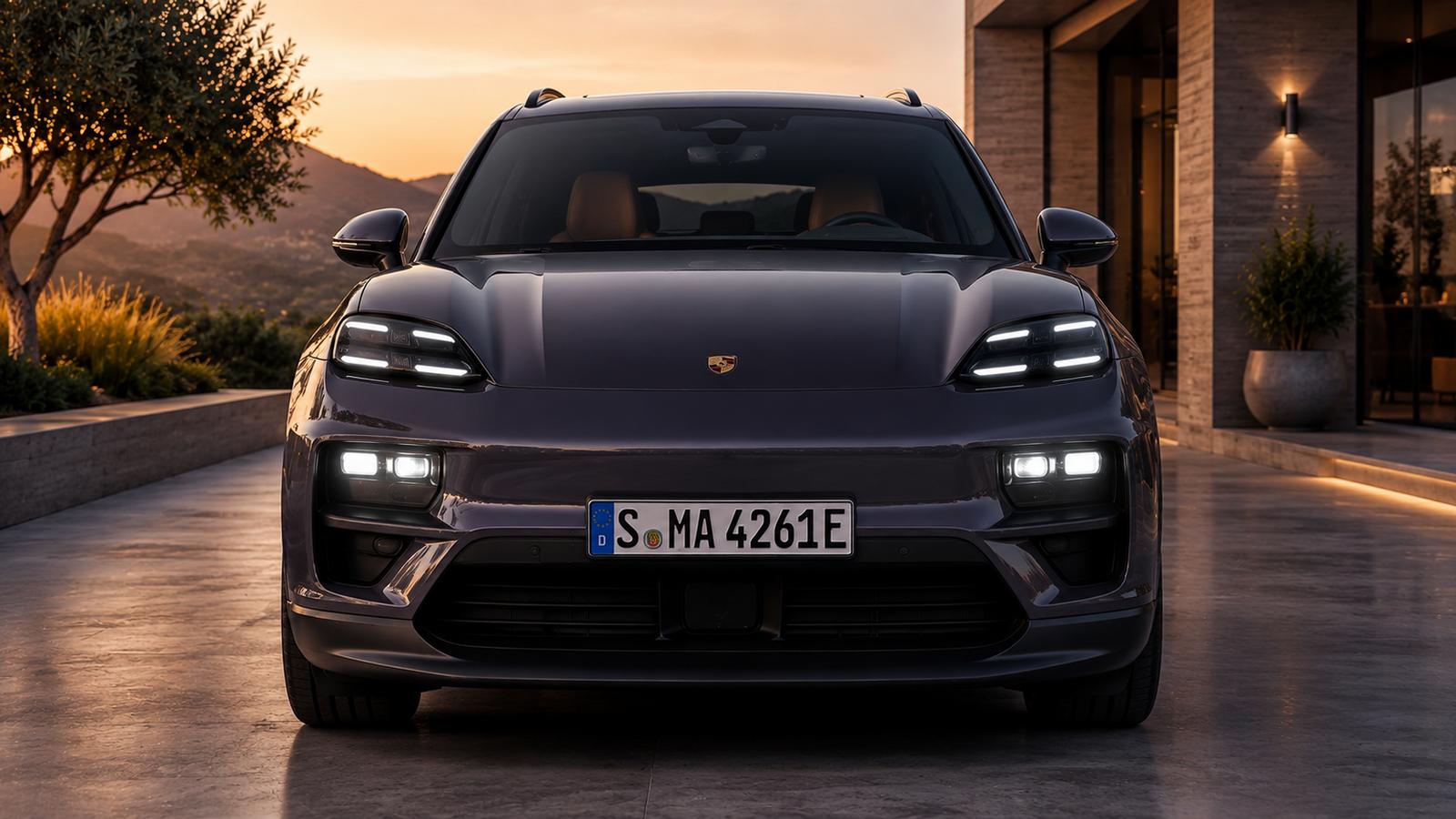 Luxuriöser Porsche bei Sonnenuntergang