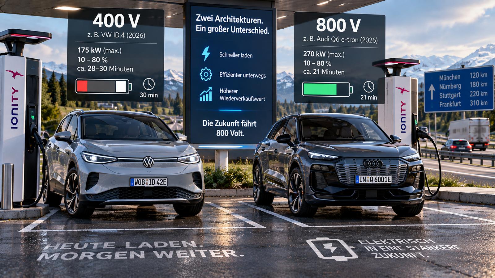 Vergleich des Ladens von Elektrofahrzeugen: 400 V vs. 800 V