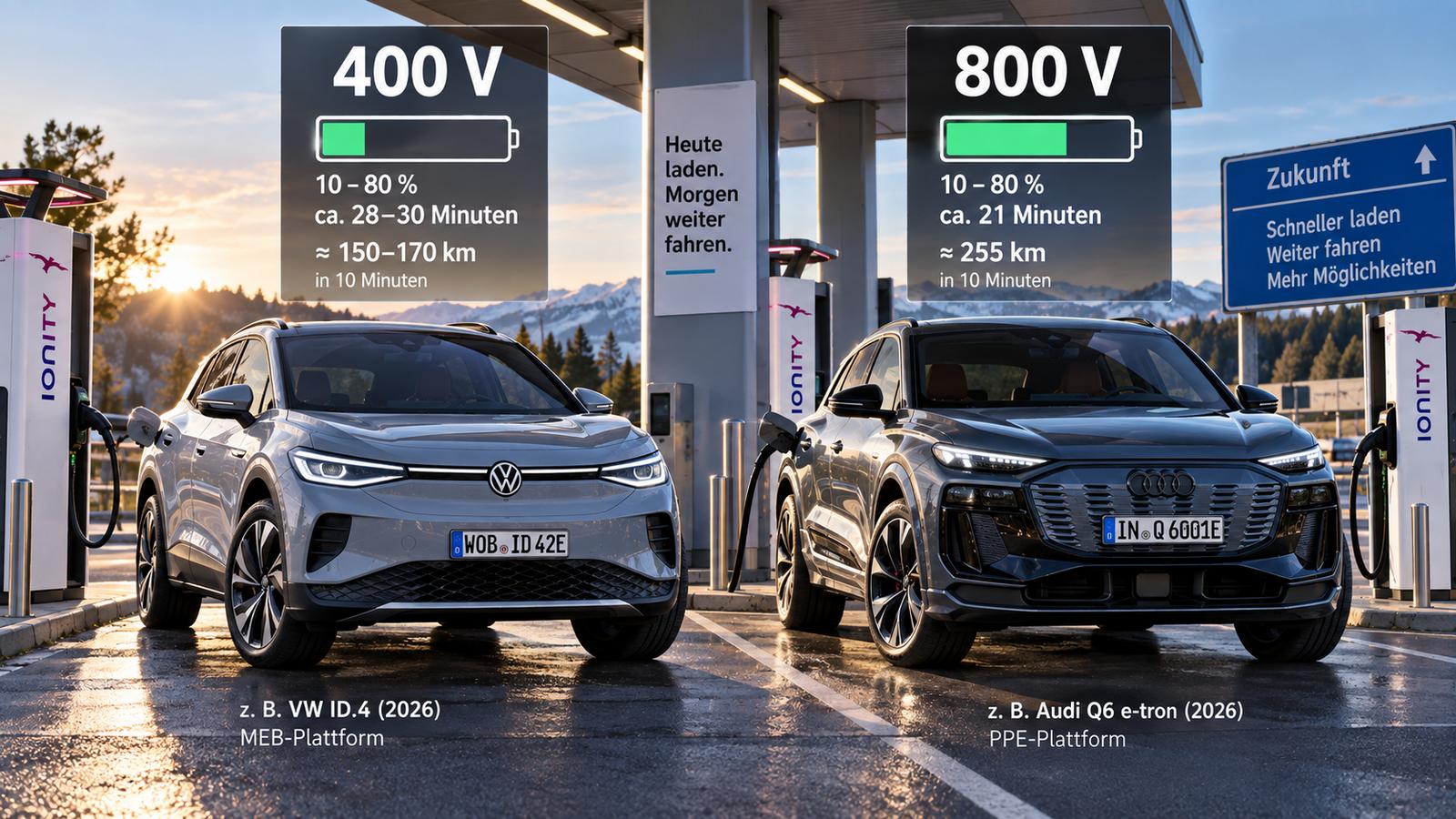 Vergleich des Ladens von Elektrofahrzeugen: 400 V vs. 800 V