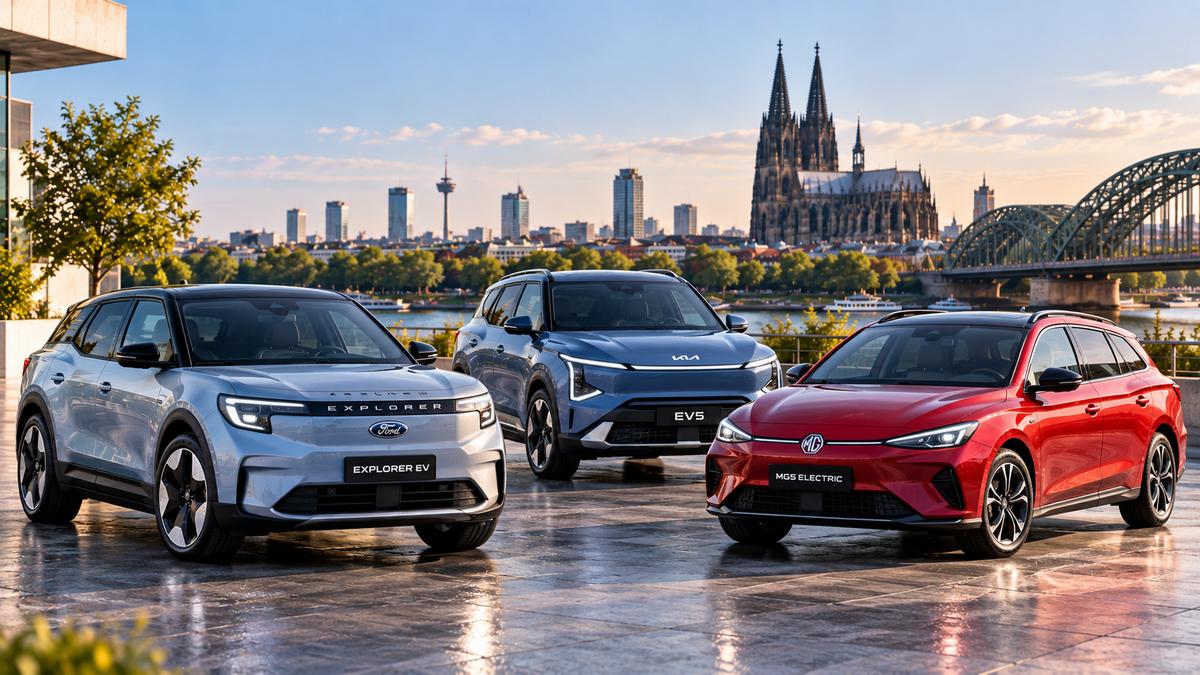 Elektroautos am Kölner Rheinufer