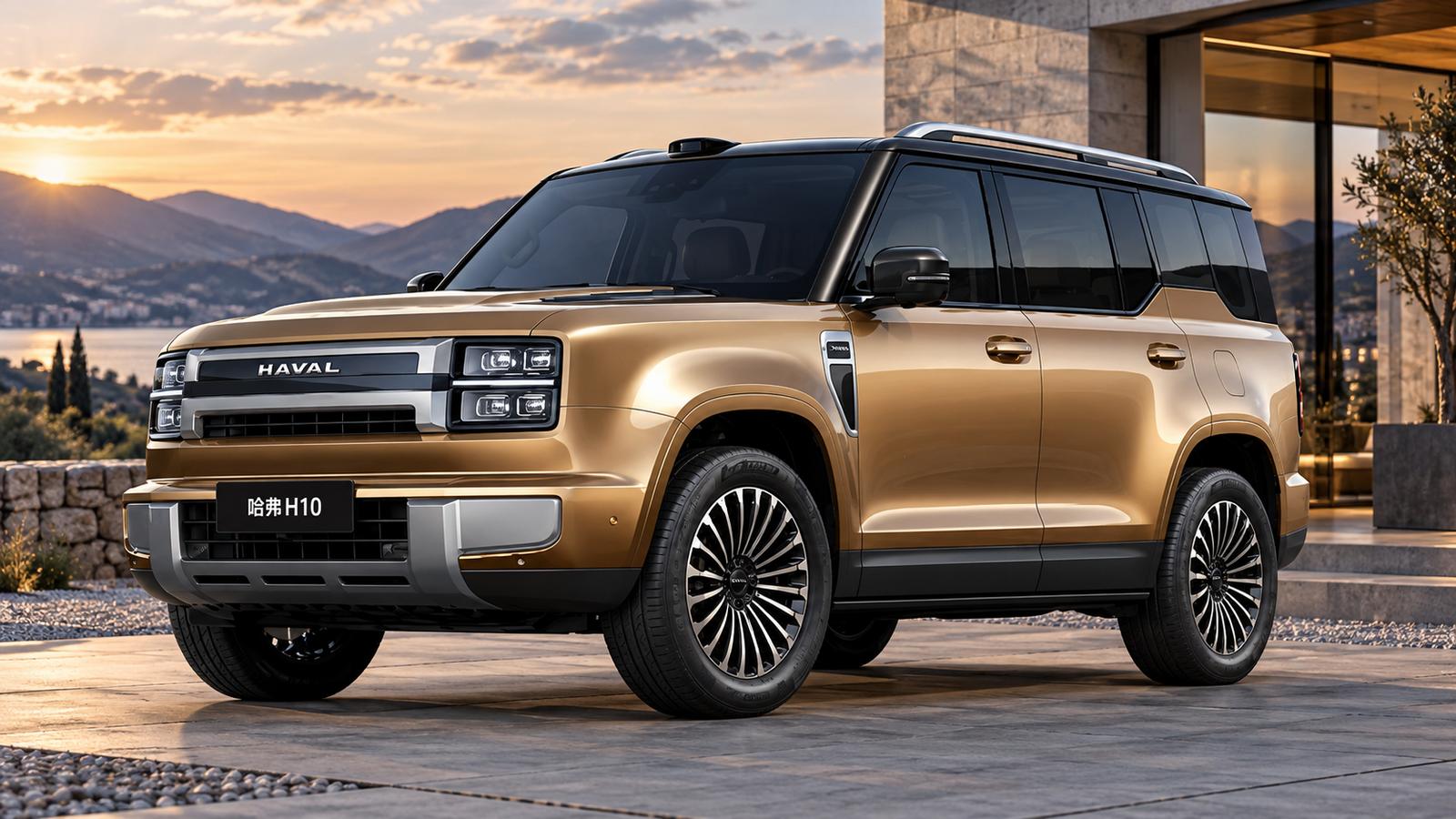 Goldener Haval H10 bei Sonnenuntergang