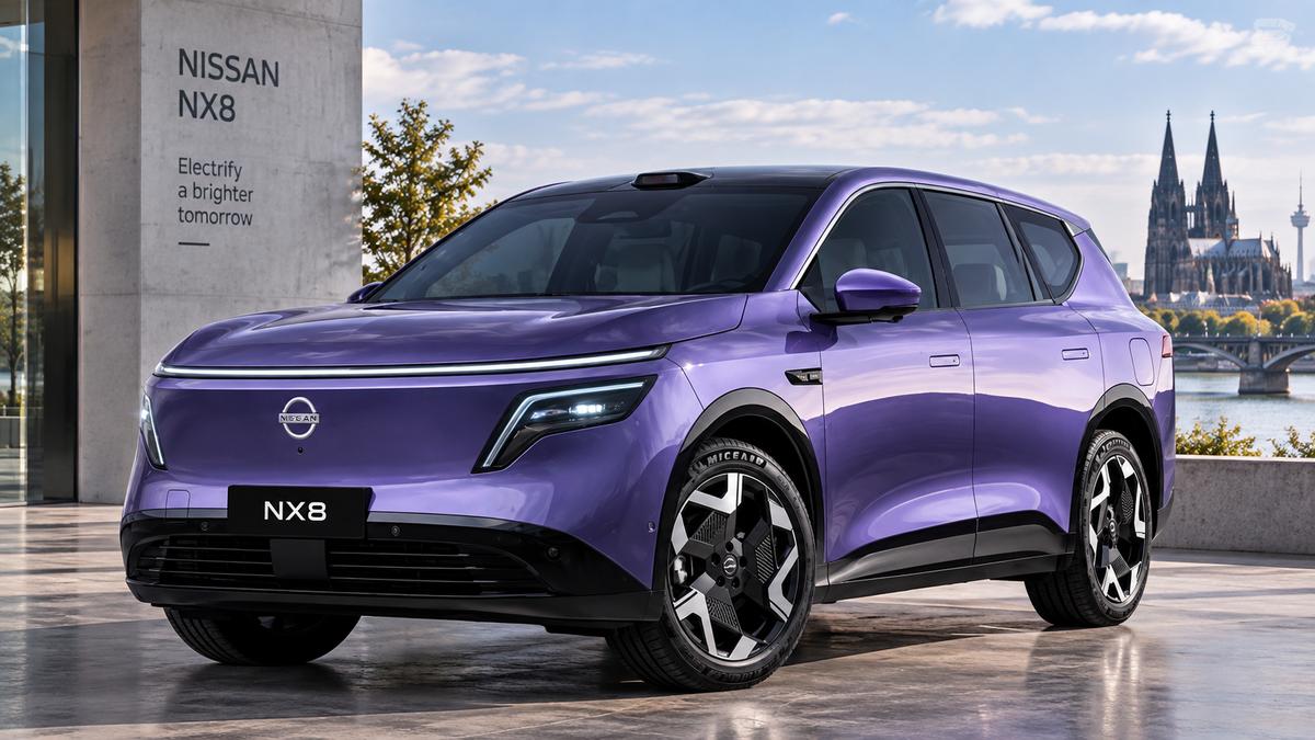 Lila Nissan NX8 am Ufer